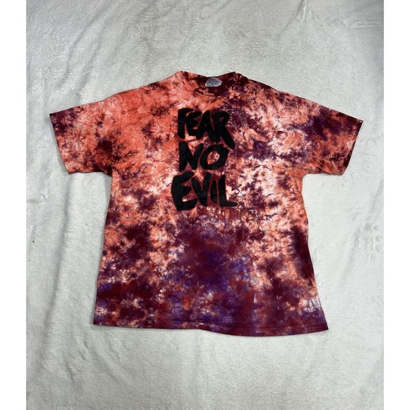 Vtg 90s Fear No Evil Luke 10.19 Jesus Single Stitch Tie-Dye T-Shirt Size Large - Picture 1 of 10